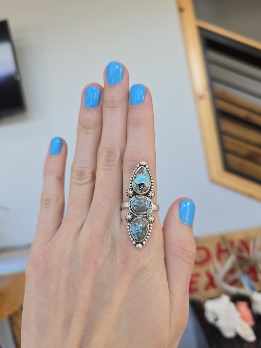 Dry Creek Turquoise Triple Sterling Ring